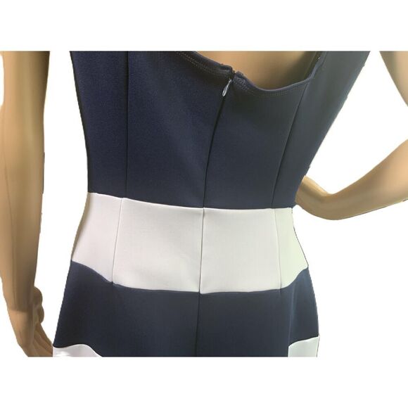 Custom Dark Blue And White Striped Sleeveless Bow Detail Jumpsuit Size M - Picture 12 of 16